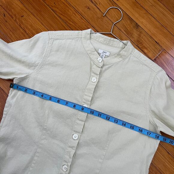 J.Jill Linen Cotton Blend Light Green Yellow Button Down Tunic Top Size S - Picture 8 of 10